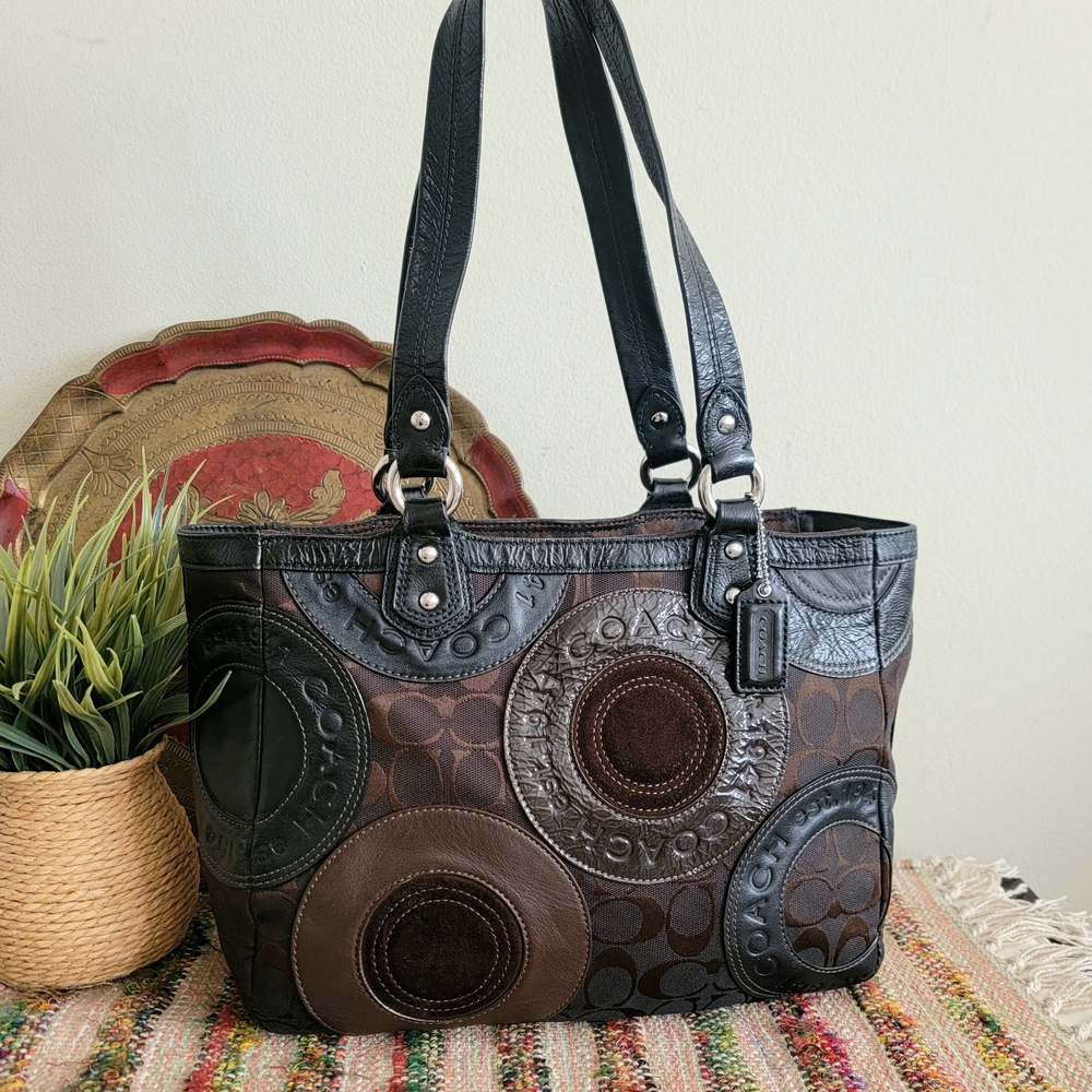 Coach Brown and Black Tote Bag
